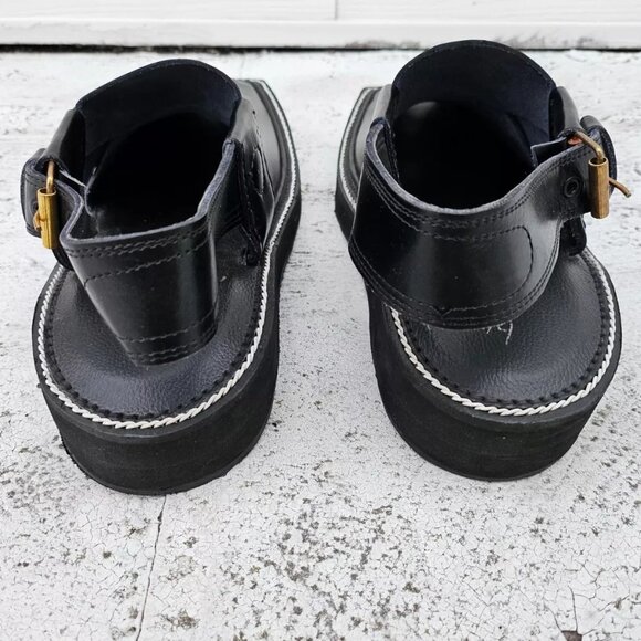 Captan Chappel Sandal Black Genuine Leather Upper Captaan Handmade Shoe Size 8.5 - Picture 7 of 11